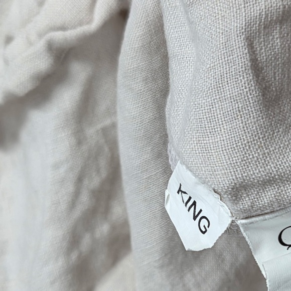 QUINCE European Linen Duvet Cover Set King/Cal King Sand 5569 - Picture 9 of 11